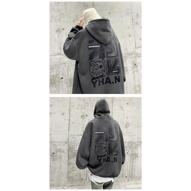 Men's Oversized Graphic Hoodie Hip Hop Style Long Sleeve Pullover Sweatshirt