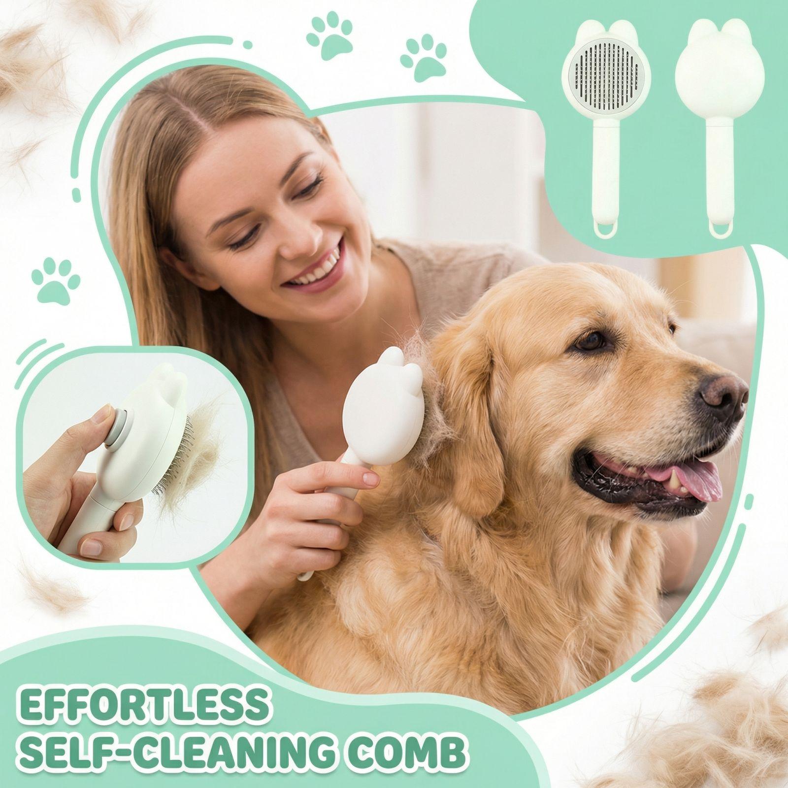 

Кнопка для удаления шерсти одним нажатием Расческа-щетка для шерсти домашних животных белый