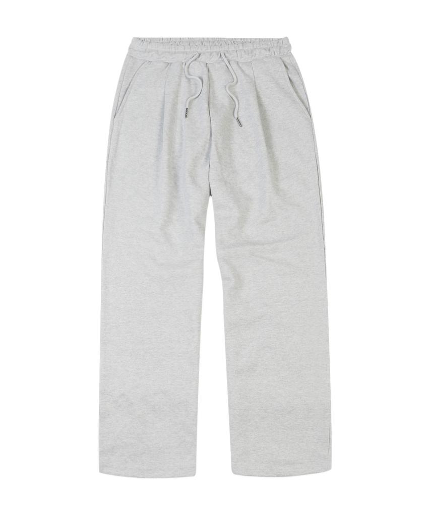 MOZMOZ Plain Single-Pleat Wide Training Pants White Melange