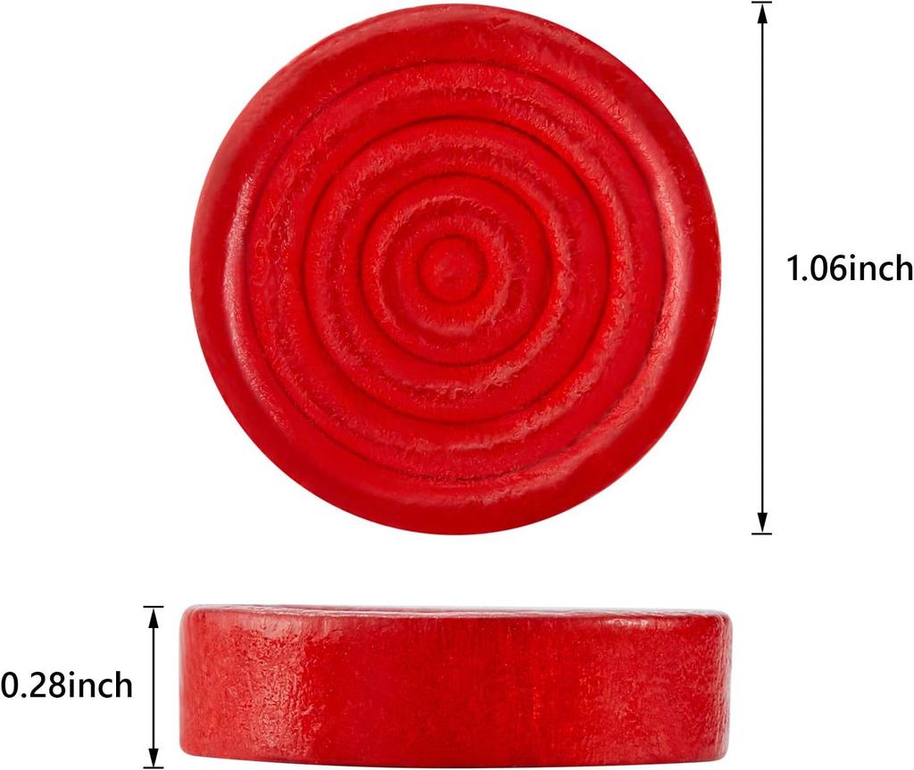 24-teiliges Schachbrett aus Holz, 1,06' rote und schwarze stapelbare Figuren mit Kordelzugbeutel