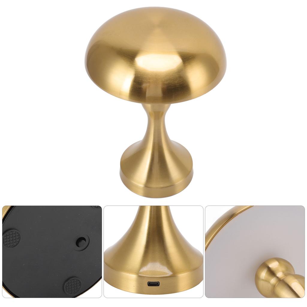 Table Lamp Rechargeable Mushroom Shape 3 Speed Color Temperature Touch Stepless Dimming Night Light for Home
