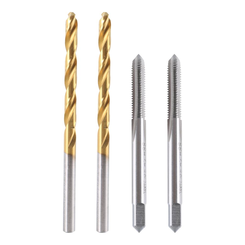 Metric Tap Drill Bit Set 2Pcs M5x0.8 Straight Flute Thread Tap 2Pcs 4.2mm Twist Drill Bit Coated Screw Threading Tool