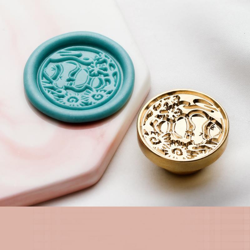 Siegelstempel aus Wachs mit Tiermotiv, botanisch, klassische Siegelstempel, Hochzeitskarten-Dekor mit Kaninchen, Wal, Katze, Fuchs, 2,5 cm, Siegel-Ersatzkopf