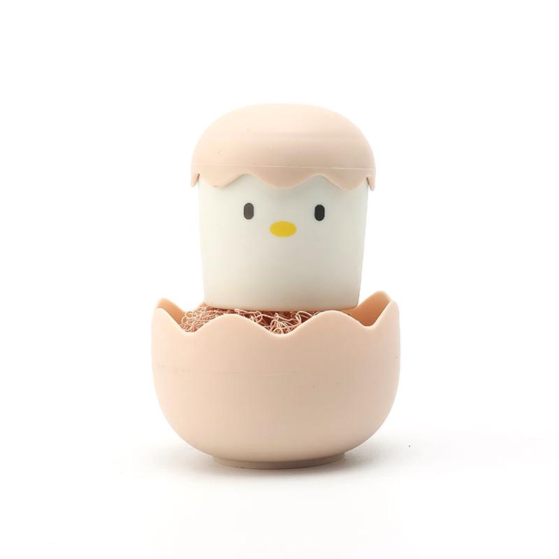 Cute Egg Kitchen Cleaning Brush Silicone Dishwashing Brush Fruit Vegetable Cleaning Brushes Pot Pan Sponge Scouring Pads