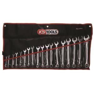 Jeu De 18 Clés Mixtes Métriques - KS TOOLS - 922.0047 - En Trousse - 6 À 24 Mm - Angle De Fourche Œil Incliné À 15°