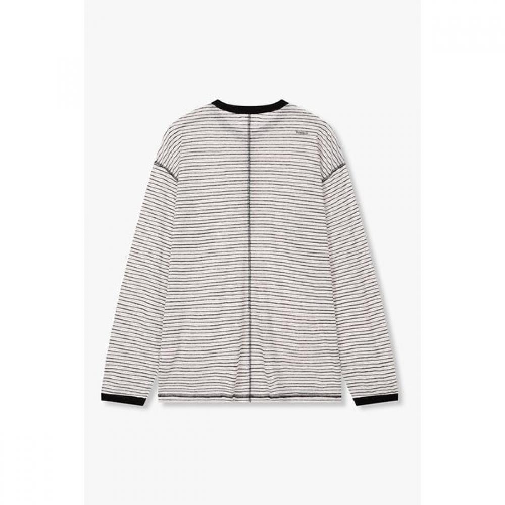 STUDIO TOMBOY Henry Neck STripe Long Sleeve T shirT  910622222cT 