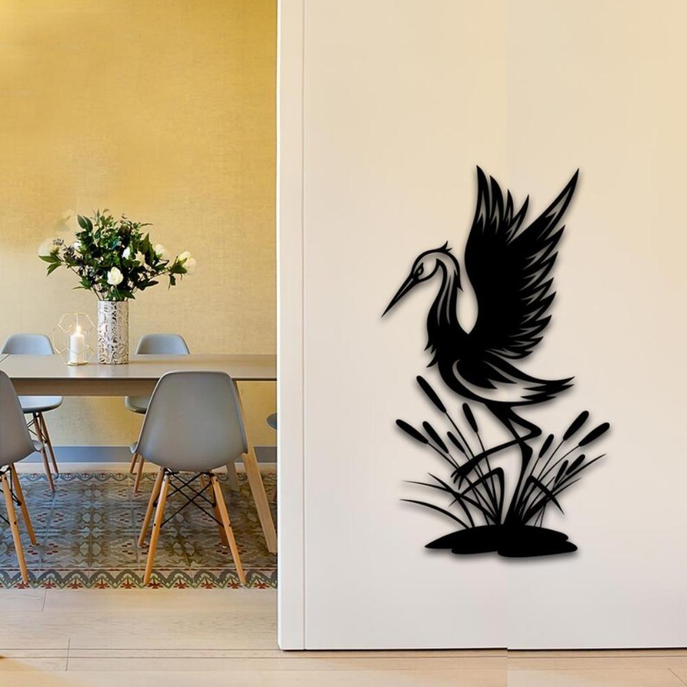 Metal Wall Art Swan Bird Silhouette Home Decor Garden Sculpture