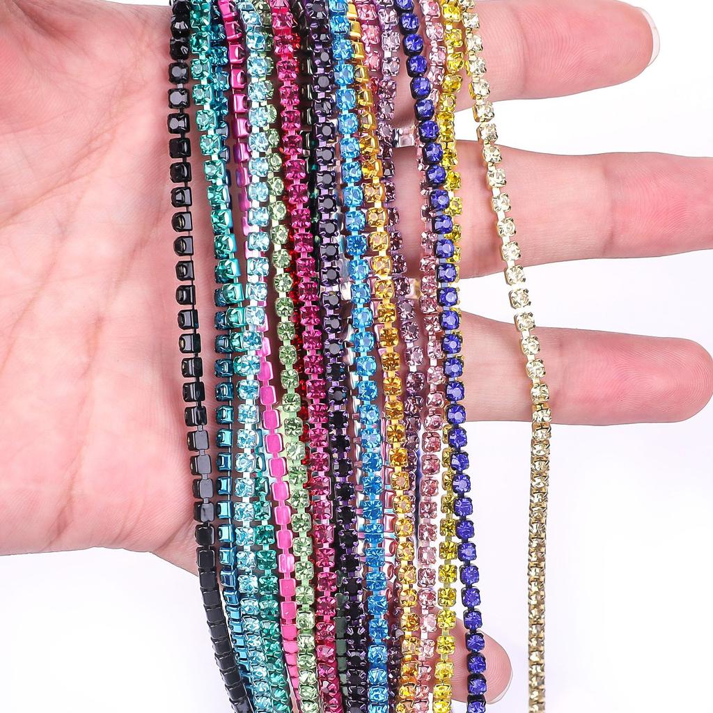 Electrophoresis Bottom Rhinestone Chain Colored Crystal Chain Diy Mobile Phone Case Claw Diamond Chain Jewelry Clothing Wedding Accessories