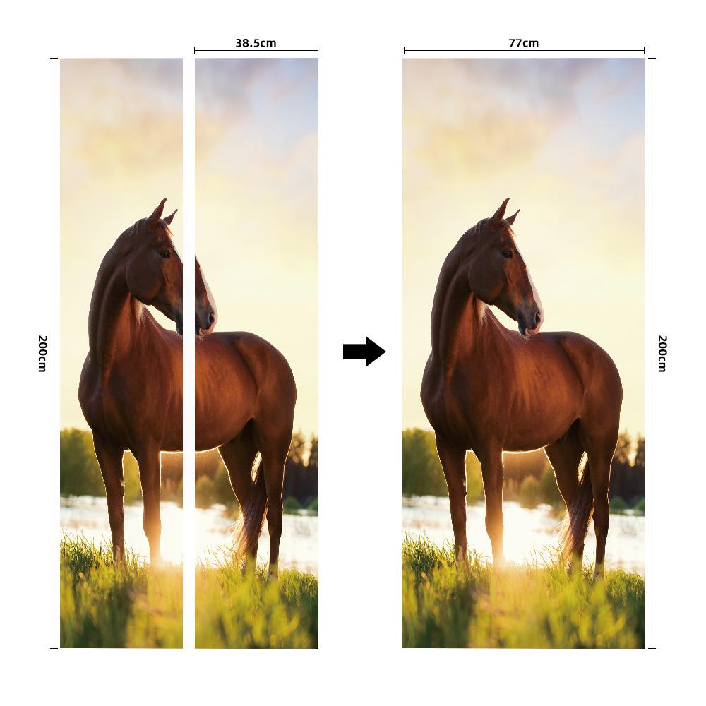 Meiji Creative Environmental Protection Stallion 3D Door Sticker Renovation Self-Adhesive Bedroom Wall Sticker Direct Sales Door Frame