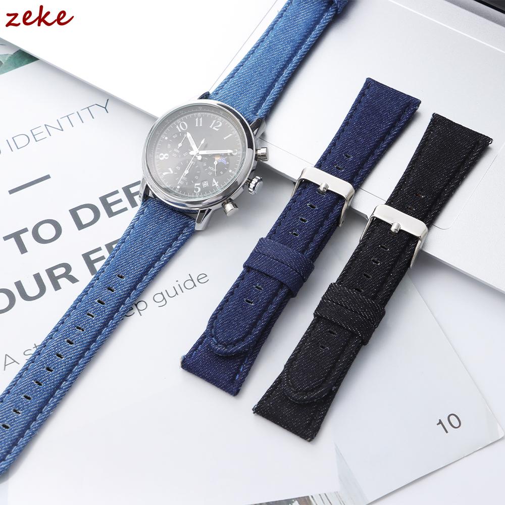 Denim Fabric Nylon Watch Band Canvas Watch Strap 22mm 24mm Universal Bracelet for Men Women with Pin Buckle Smartwatch Soft Belt