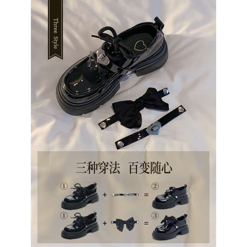 Retro British Style Small Leather Shoes Women's 2025 New Spring and Autumn Small Man Thick-soled Black Lace-up Single Shoes Loafers