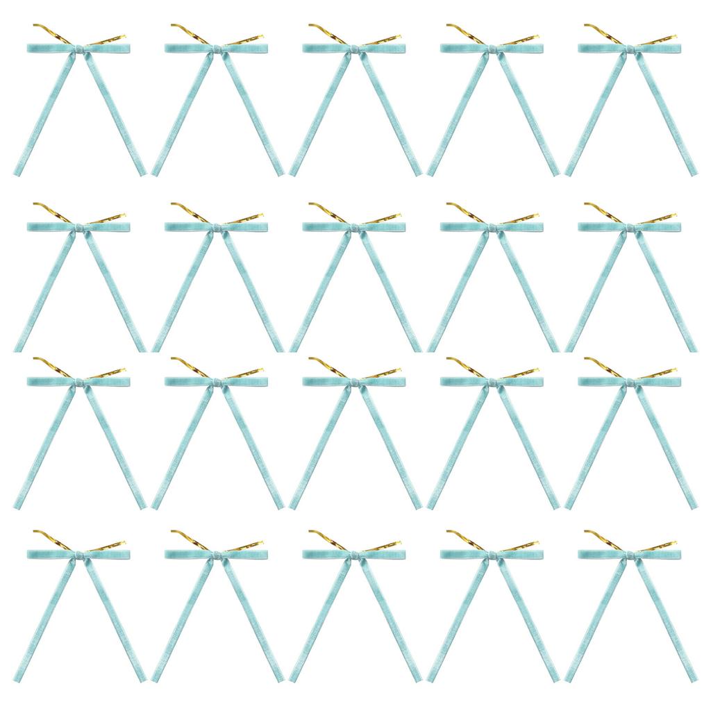 Set Of 20 Velvets Bowknot for Christmas Decoration Pre Tied Butterfly Knot with Twist Ties Gift Wrapping Ribbon Bows