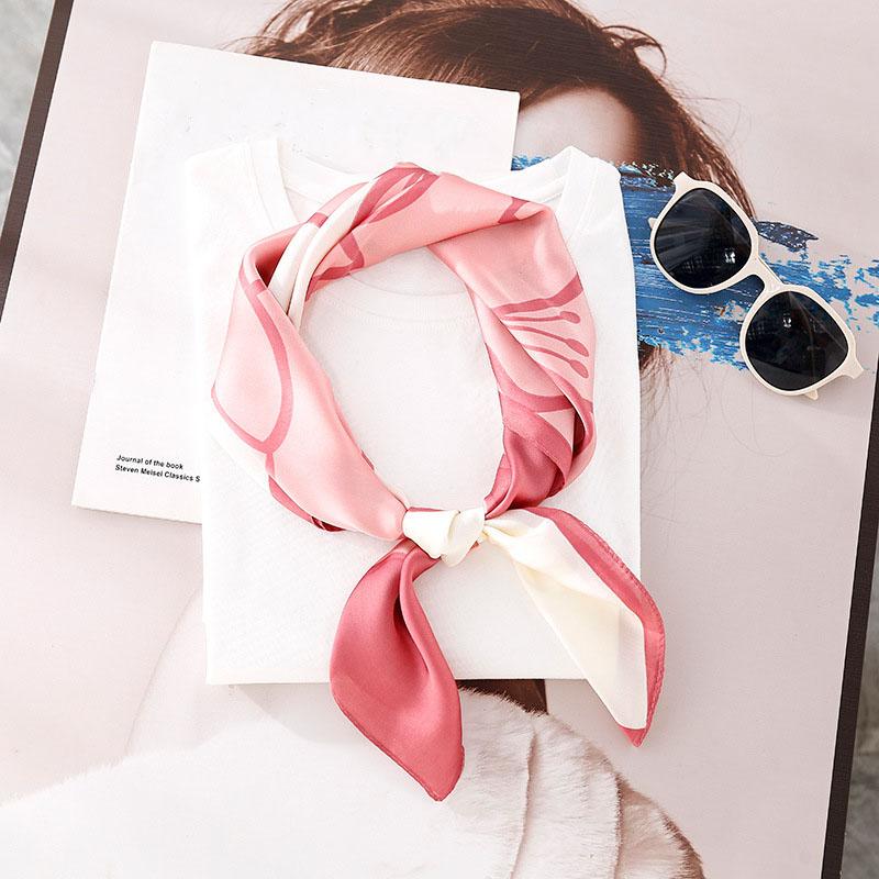 Fashionable Silk-Like Square Scarf Lightweight Stylish Versatile For Women Spring Autumn Casual Wear Neutral Colors Multi-Purpose Accessory