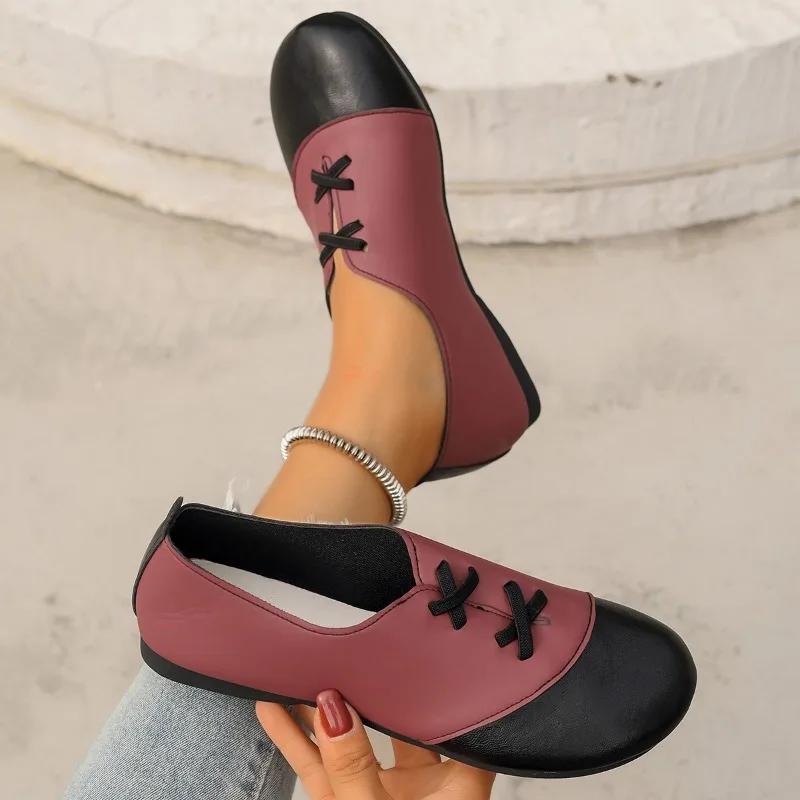 Fashion Ladies Shoes 2024 New -tied Women's Flats Color Matching Casual Flats Women Hot Sale Plus Size Light Flat Low Heels
