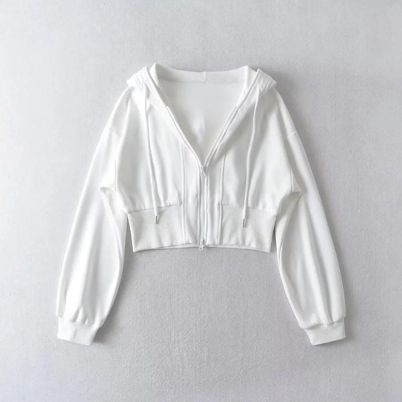 Hooded Short Sweatshirt Cardigan Jacket Women's New Sweet Cool Waist Loose Long Sleeve Top