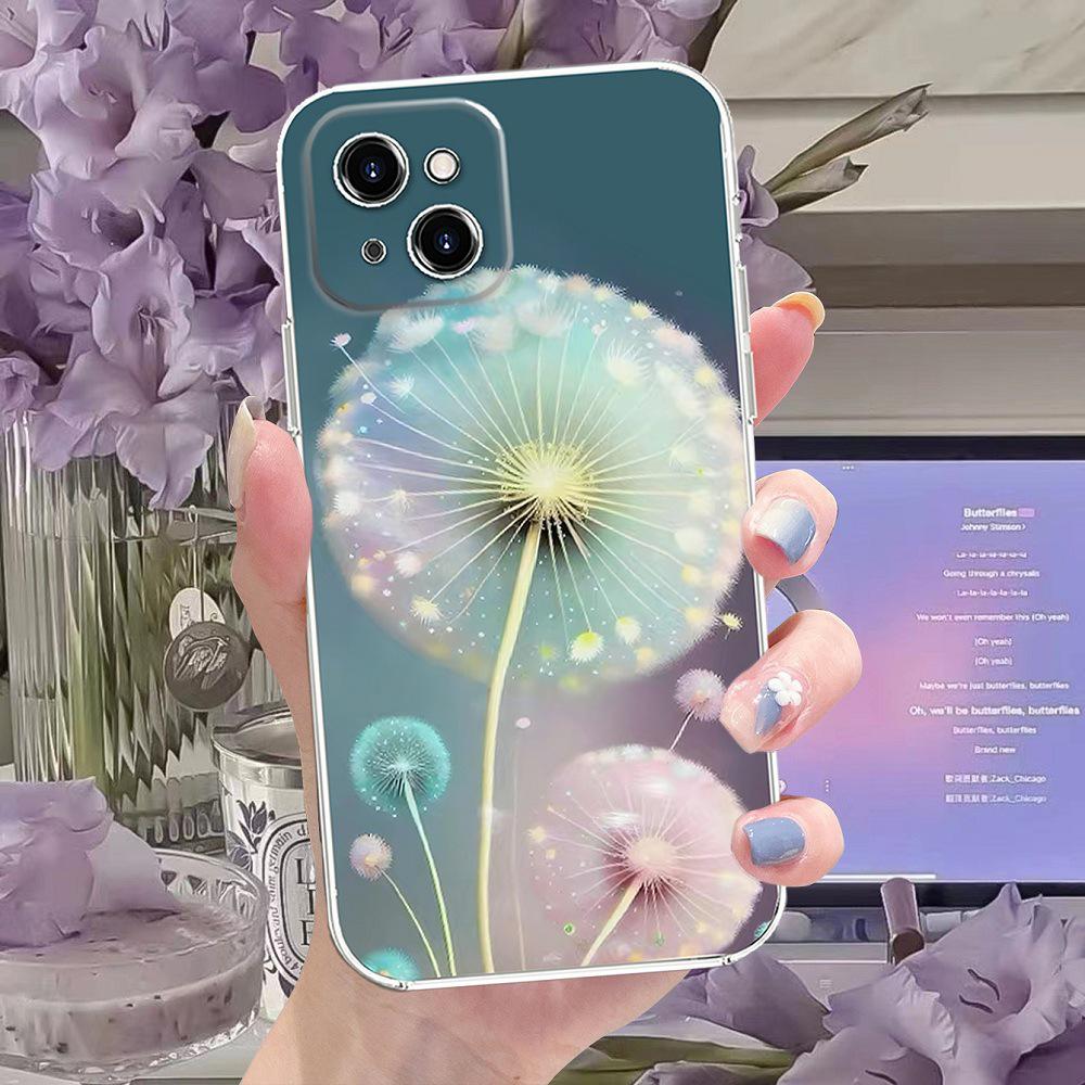 Fresh Floral Chinese-Style Transparent Silicone Phone Case for iPhone 11/12/13/14 Pro Max/15