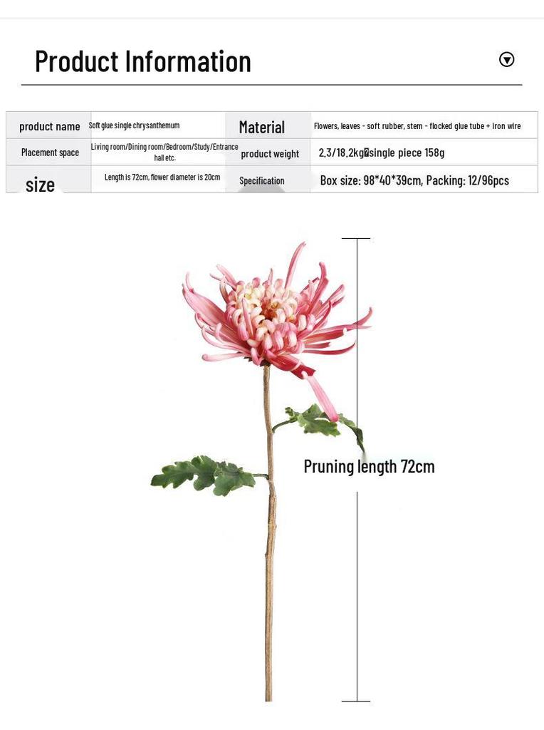 Realistic PU Chrysanthemum Artificial Flower for Wedding and Home Decor