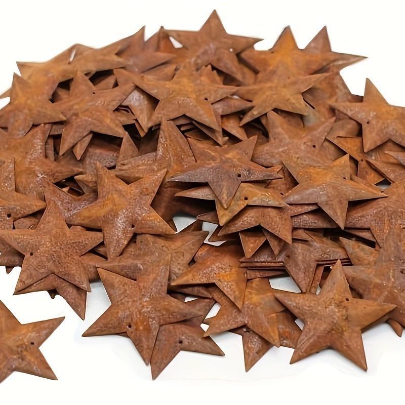 

100pcs Rusted Tin Vine Micro Barn Star with Hole and Hollow Back Decoration and Finishing Eid Al-Adha Mubarak