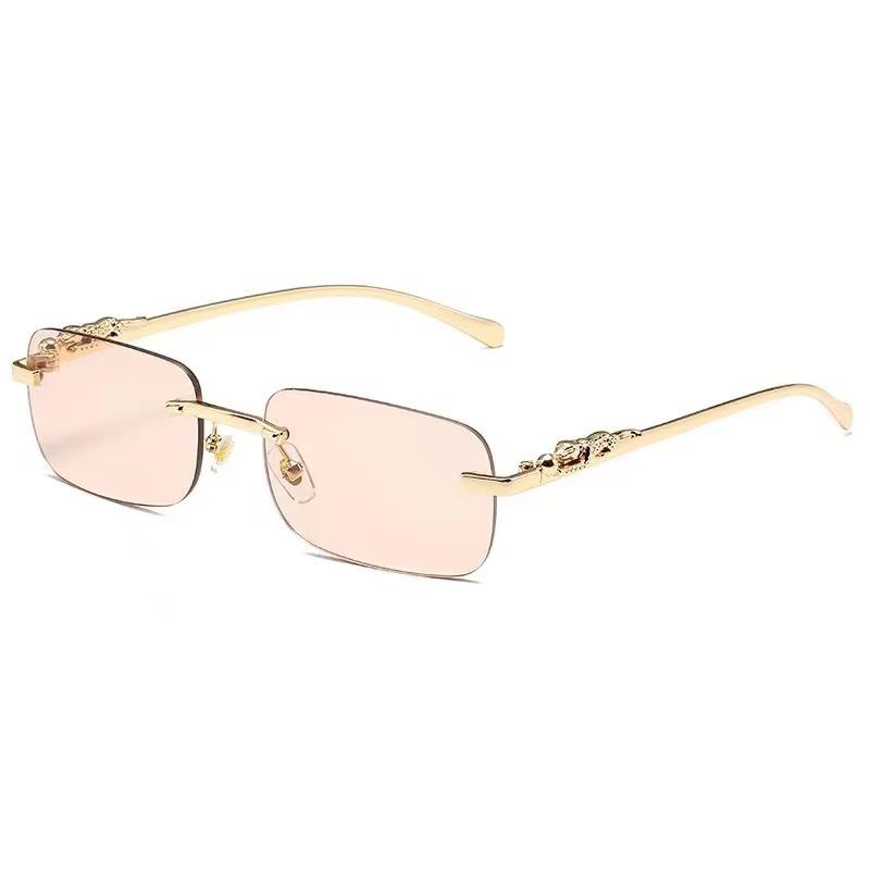 New Trendy Rectangle Frameless Square Sunglasses For Women Fashion Street Photography Summer Vacation Gift Glasses