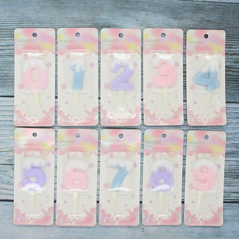 INS Cake Decoration Cream Colorful Digital Candle Cartoon Birthday Party Atmosphere Candy Color 0-9 Digital Candle