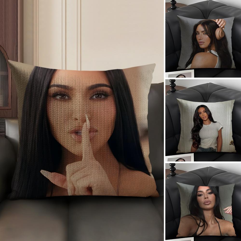 KKim KardashianN Star Cushion Cover Natural Linen Organic Fabric DoubleSided Printing Sofa Home Decor Gift Pillow Case