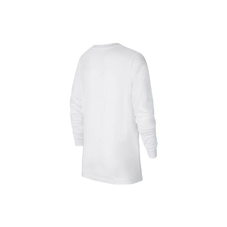 Nike Sportswear Logo Embroidered Solid Color Long Sleeve T-Shirt Kids Tops White CZ1855-100