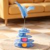 Anti Slip Base Cat Track Ball Toy Rotating Ball Interactive Cat Toy Funny Feather Teaser  Home