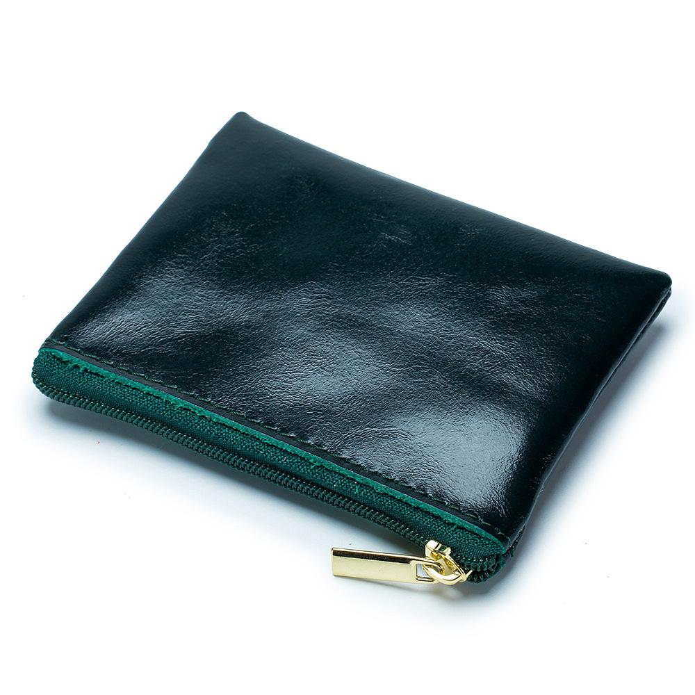 Slim change bag men's, simple soft cowhide mini key bag women's zipper coin small wallet