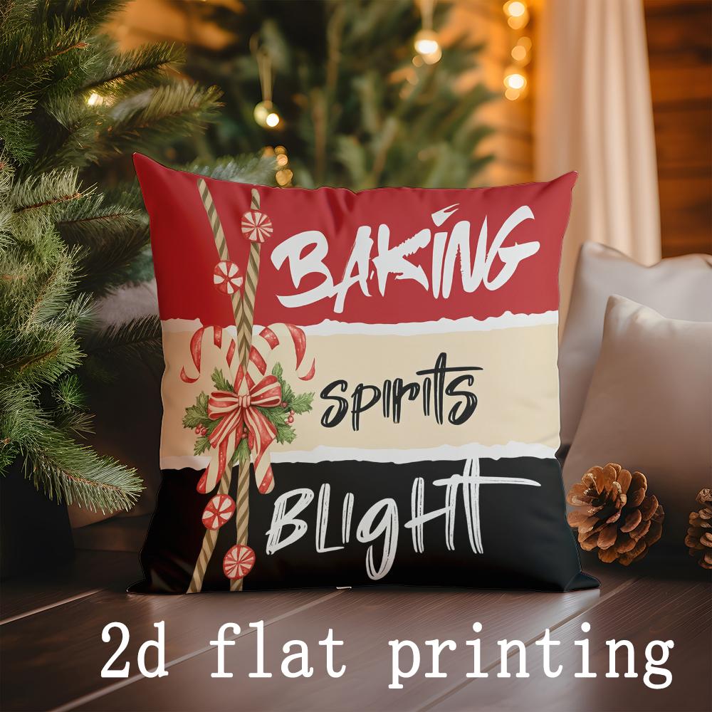 Home Decor Gingerbread Christmas Baking & Cottage Pillows Pattern Cushion Cover Suitable for Sofa Bedroom Car Pillow Cover