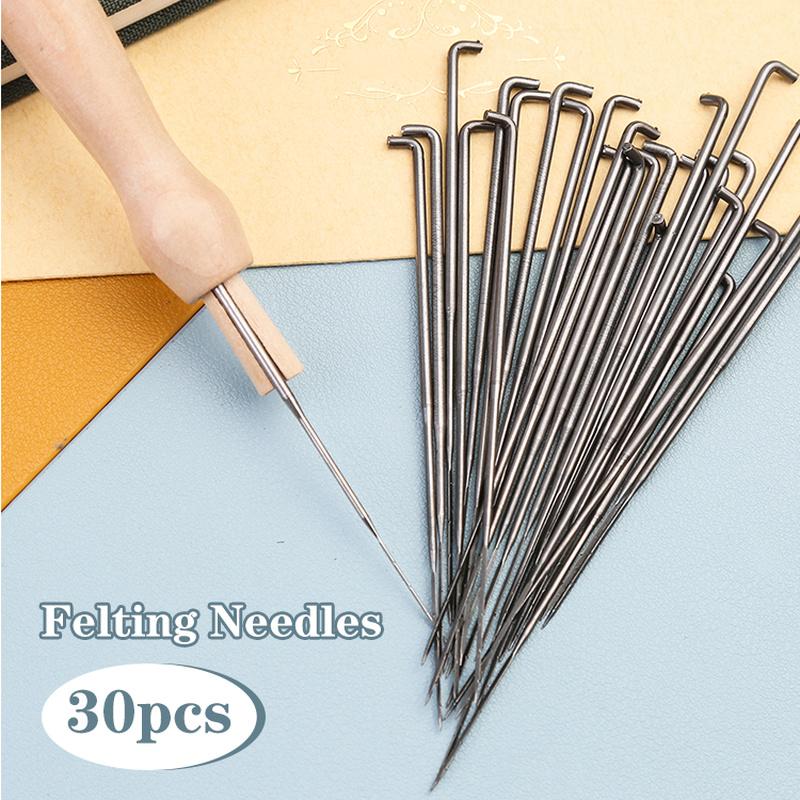 30 PCS Wool Felt Needle Felt Needle Felting Starter Kit Felting Needles Felt Diy Package for Felting with Bottle