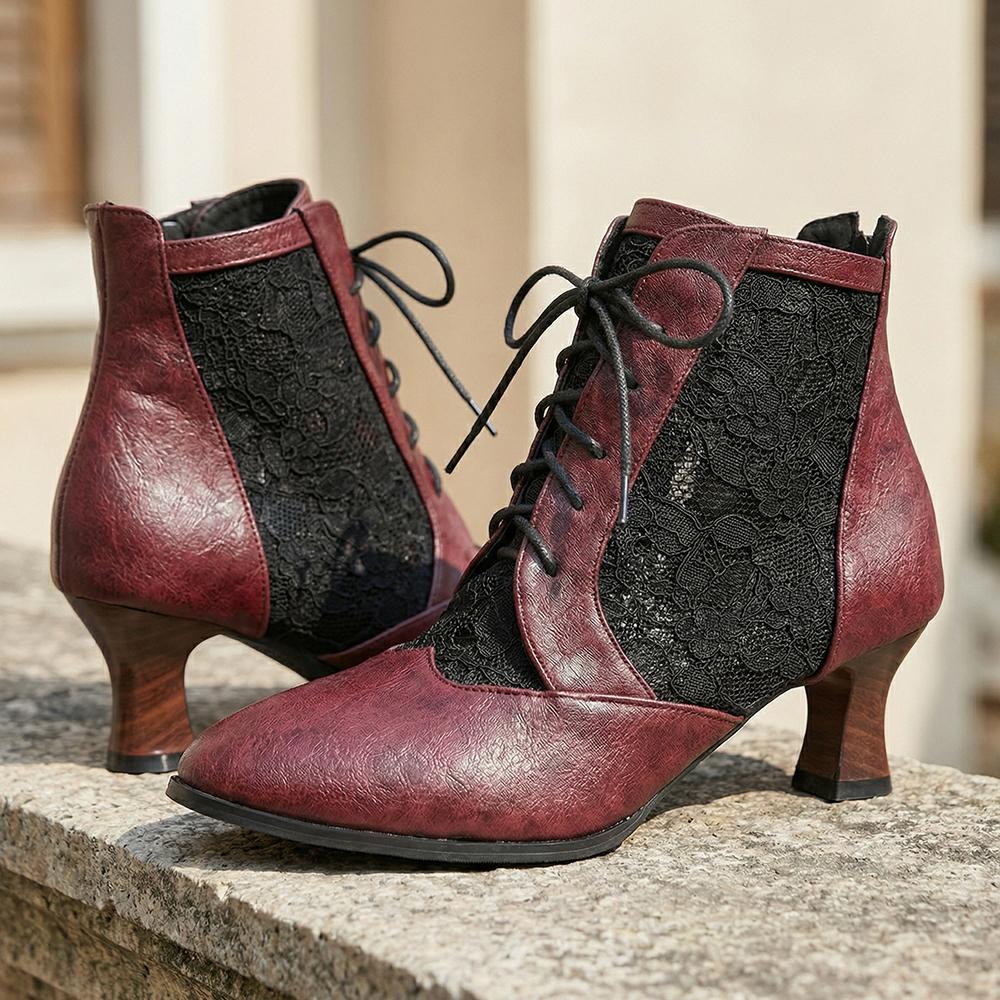 

2026 Summer Breathable Women Ankle Boots Round Toe Kitten Heel Lady Casual Shoes Plus Small Big Size 11 32 47 50 34 вино красного