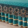 Luxury Lace Embroidery Bed Sheet Thick Velvet Quilted Bed Skirt Queen Size Warm Soft Plush Bedspread  Not Included Pillowcase