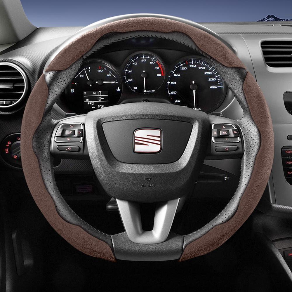 Suitable for Seat Sports Suede Steering Wheel Cover, Split Snap-On Type, Non-Slip and Durable, for Ibiza, Arona, Leon Sportstourer, Ateca and  ujm690