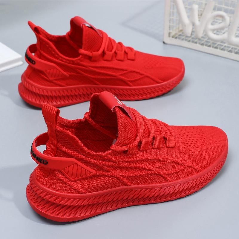 Shoes Women's Shoes Versatile Solid Color Casual Shoes Flying Weaving Breathable Sneakers Women's Shoes Fitness Training Running Shoes