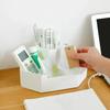 Caja de almacenamiento creativa para cosméticos y papelería de esquina de escritorio con cuatro rejillas, caja de almacenamiento para lápices labiales y bolígrafos, soporte para papelería del hogar