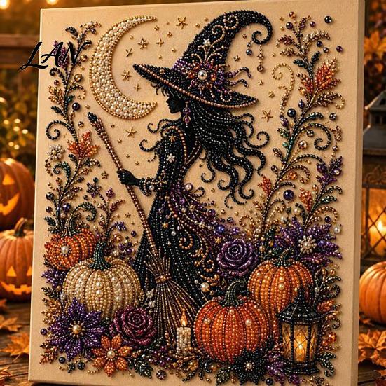 Artistic Halloween Holiday Crafts Ghost Faux Pearl Art DIY Kit, Spooky 3D Bead Cool Pattern Kits Painting Crafts, Gothic Wall for Adults Beginners