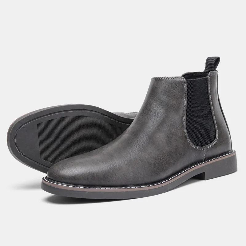 Fashion Botas Para Hombre High Quality British Men Shoe Men Chelsea Boot Fashion Leather Shoe Retro Men Large Ankle Boot Men Winter Shoe