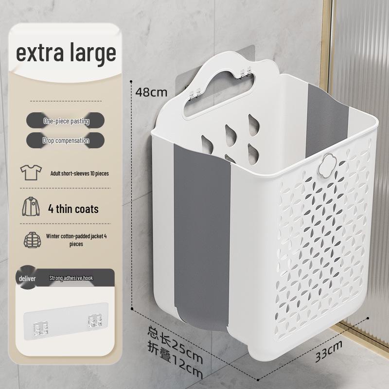 Large Capacity Foldable Wall-Mounted Laundry Basket - Portable for Dorm and Bathroom