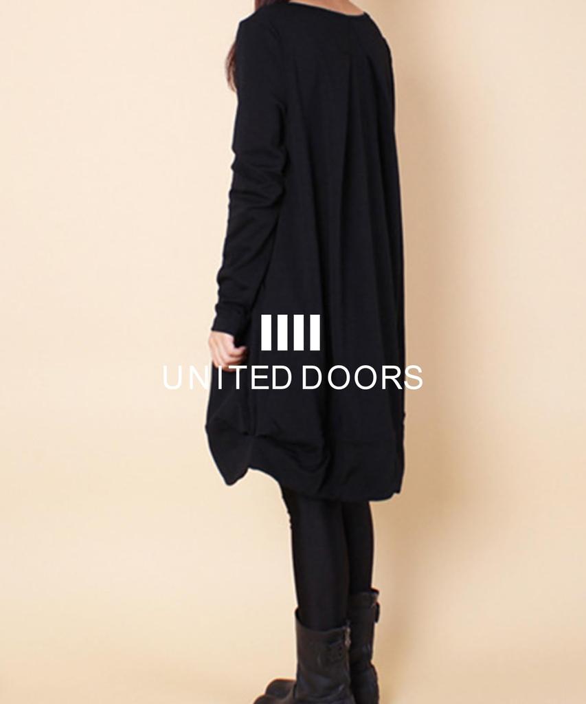 Long Body Large Leg Lengthening Knee Body Going Tunic [Doors] Dress, Casual, Women's, Tunic, Cocoon, Silhouette, Dress, Covering, Plain, Autumn,