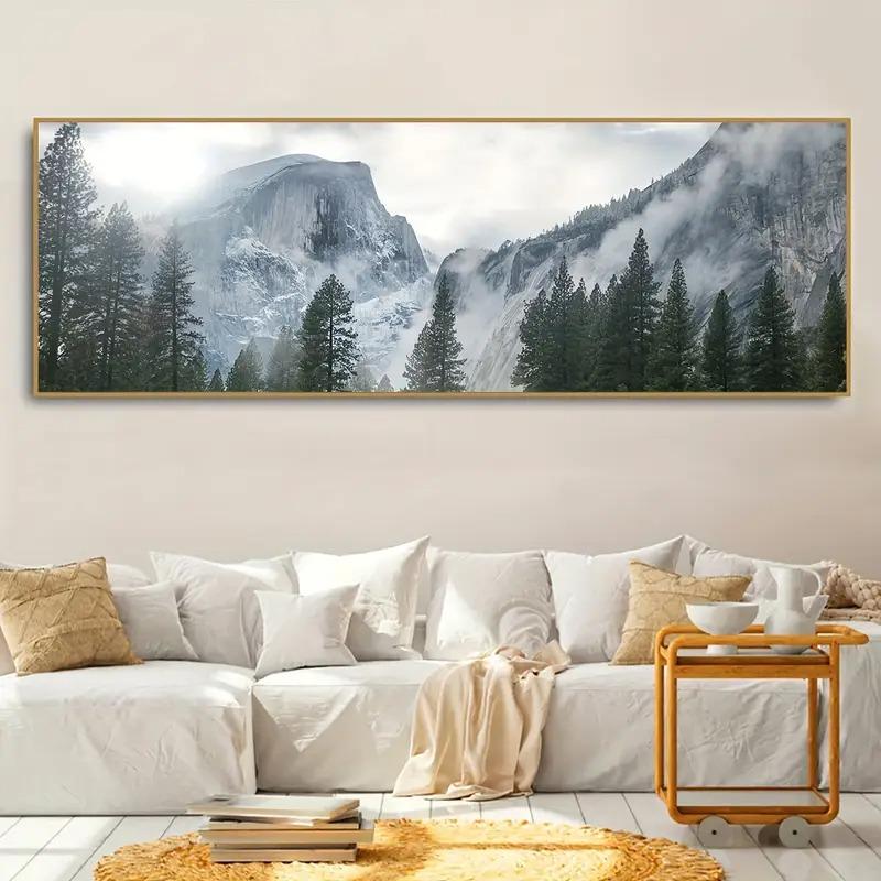 Stampa Artistica su Tela di Montagna Nebbiosa di Grandi Dimensioni Poster Paesaggio Foresta Nebbiosa per Soggiorno Moderno Arredamento Ufficio Casa