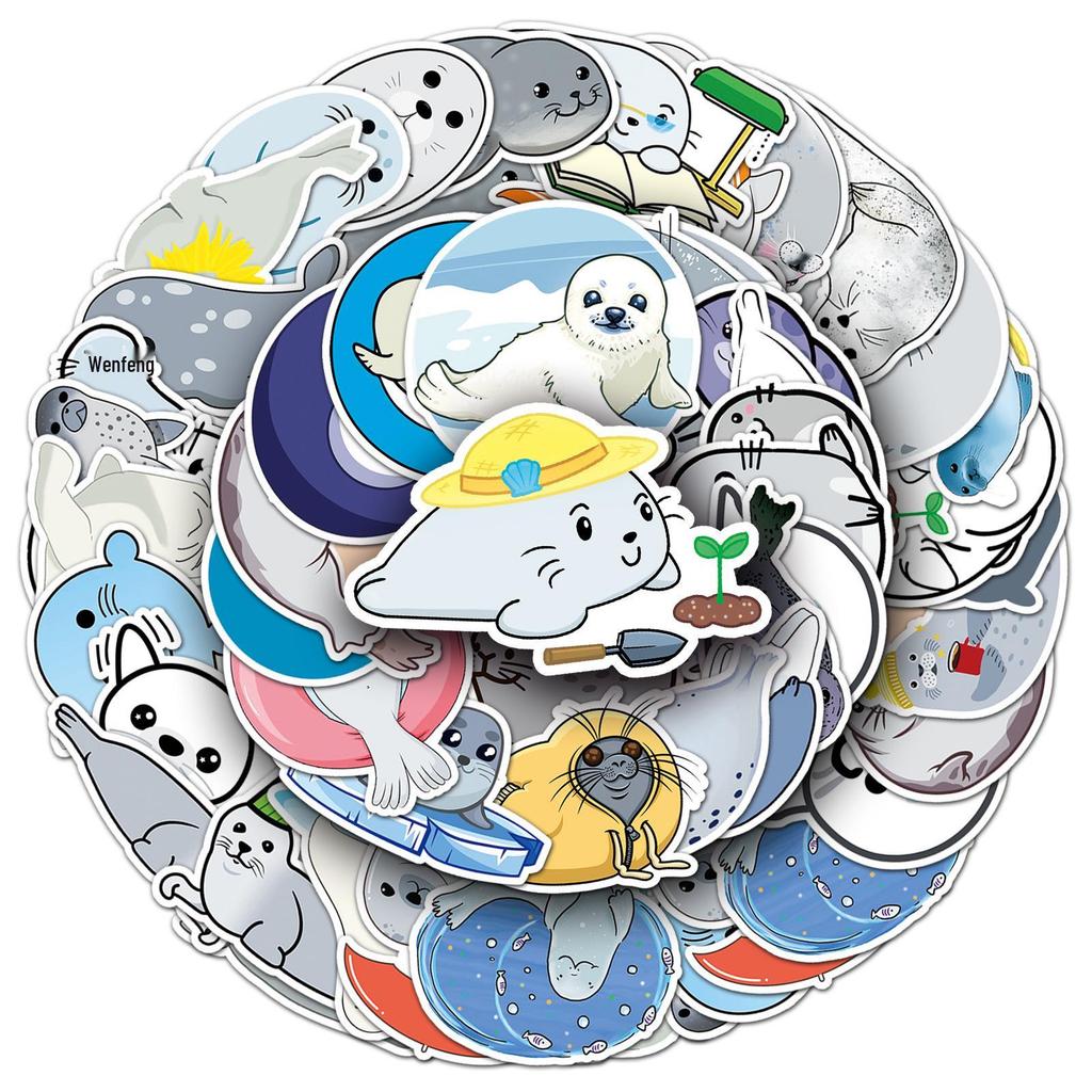 50 Cartoon Cute Animal Waterproof Stickers for Water Bottles, Journals, and Notebooks
