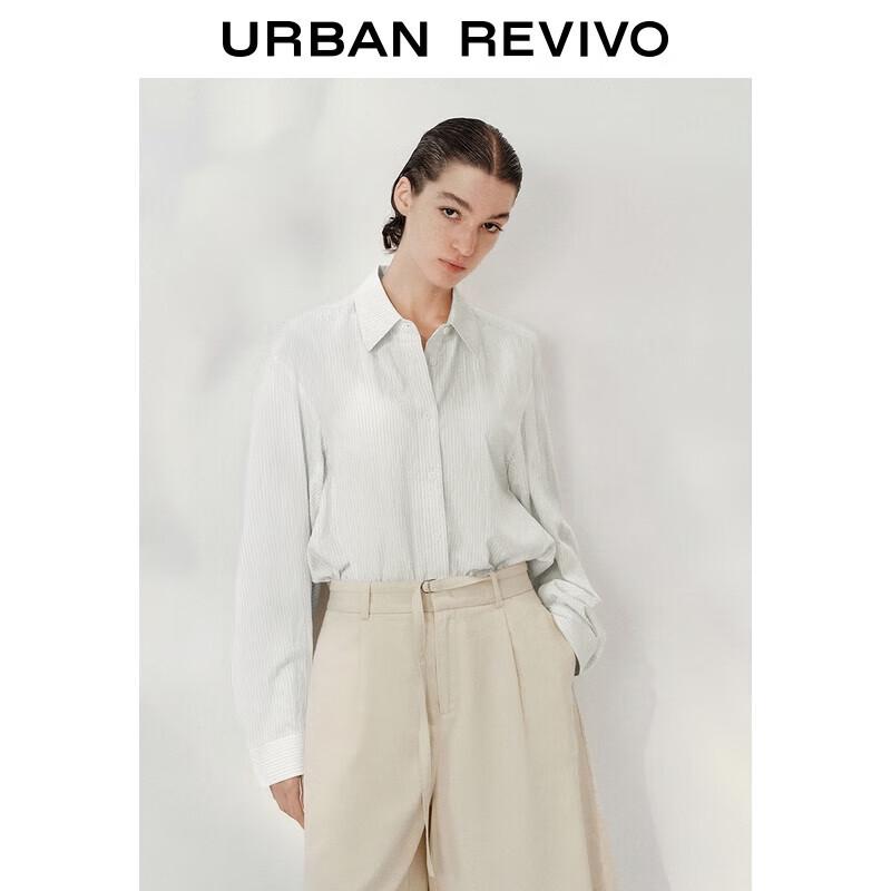 UR Women s Sophisticated Pleated Stripe Cardigan Shirt L