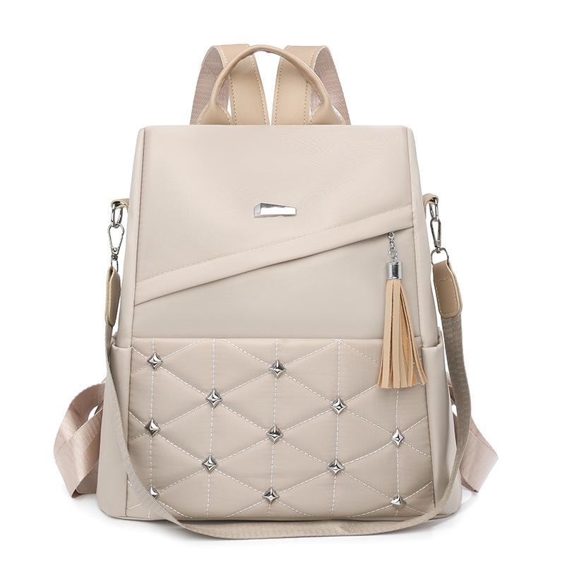 Embroidered Rhomboid Backpack Large Capacity Women's Commuter Bag Multifunctional Shoulder Bag