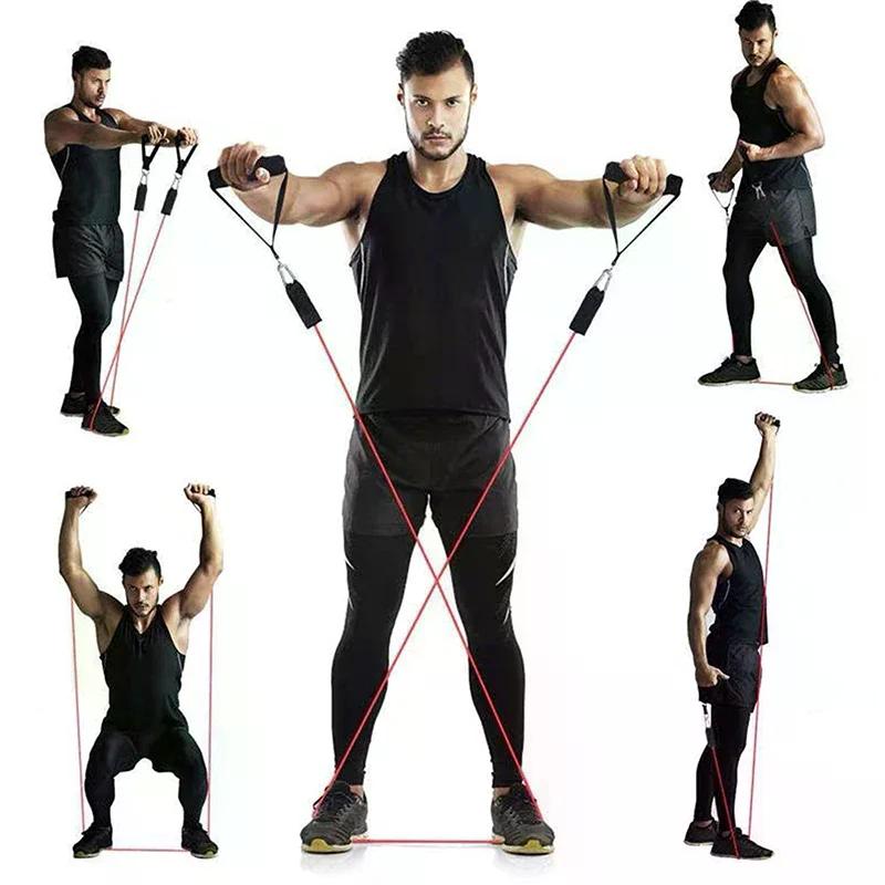 11-teiliges Set Muskeltrainingsgurte, Multifunktionales Fitness-Spannband, Fitness-Spannungstrainingsgurt, Elastisches Seil