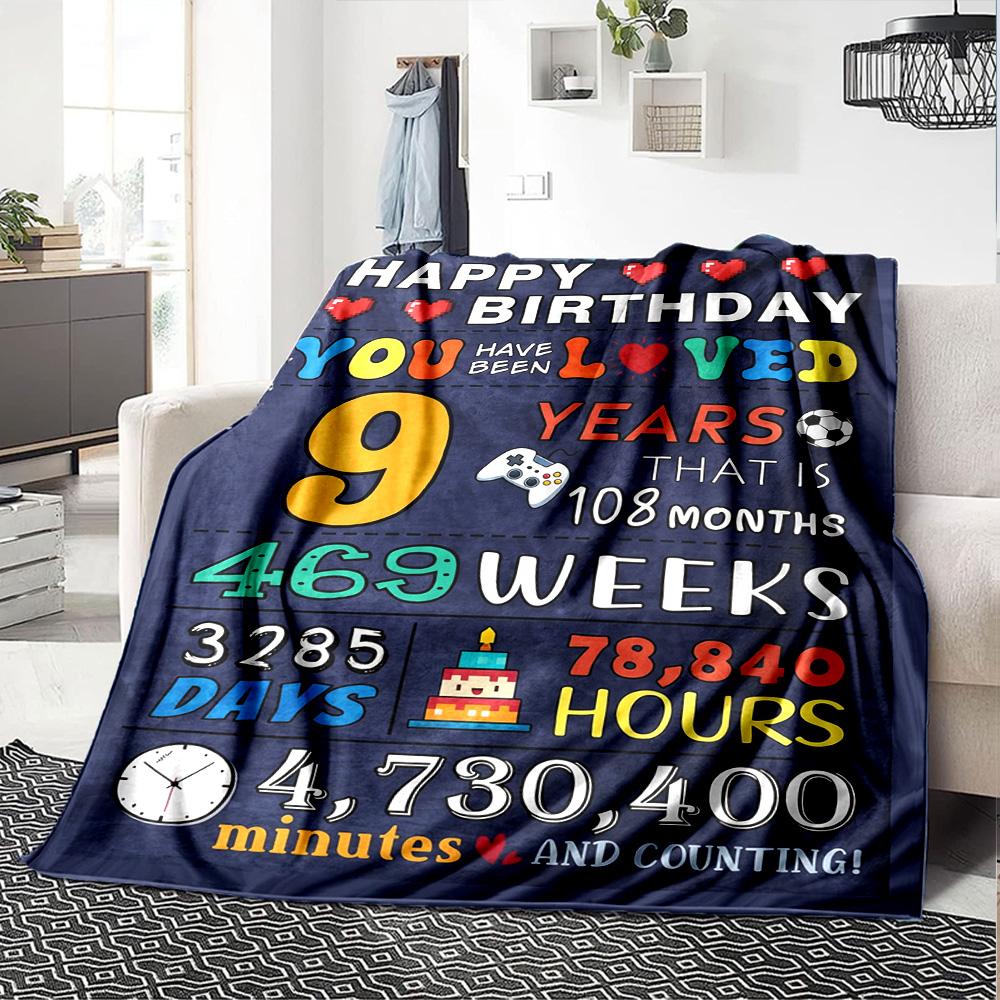 9Th Birthday Celebration Cozy Blanket Warmthful Decor for Sofa Couch Office Bed Picnics All-Season Use Cozy Home Lovers Gifting Relatives Y24