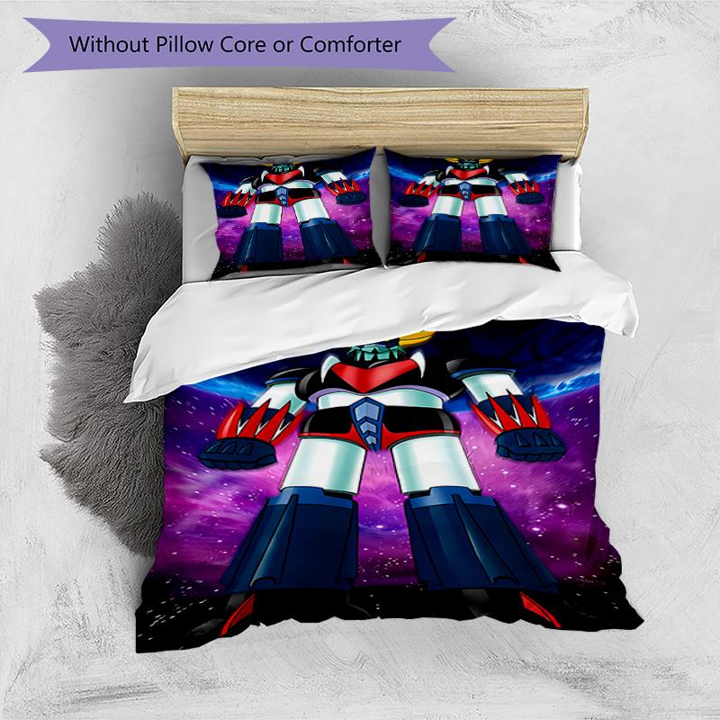 3pcs UFO Robo Grendizer2 pattern bedding set duvet cover set includes duvet cover &pillowcases, perfect all season bedroom decoration & gift
