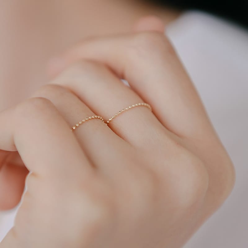 LUNNE Inel Zilnic cu Zece Degete din Aur de 14k (Aur de 14k) #RN06