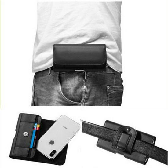 Universelle Hüfttasche aus Leder mit Litschi-Muster und Kartenfächern für 14Pro Max Telefon