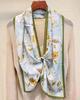Fresh Magnolia Mint Silk Double Crepe Mulberry Silk Silk Scarf Women'S Spring Summer Versatile Small Long Scarf Shawl