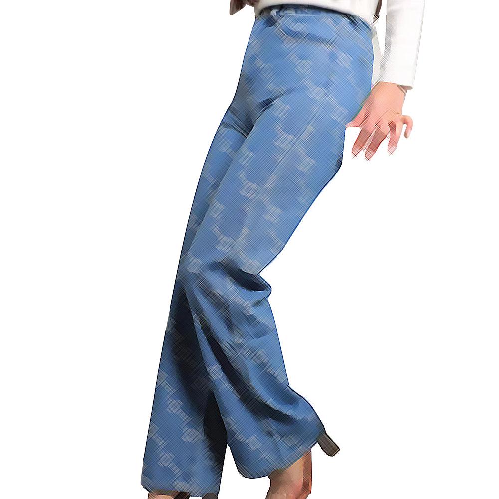 

DD0141 Women s Slim Fit Jacquard Wide Leg Jeans - Trendy European & American Style Fashion L